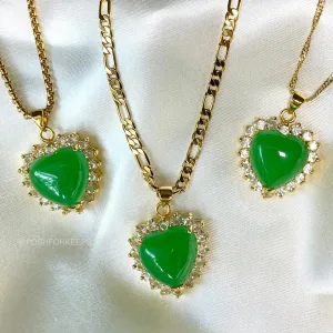 18K GOLD JADE HEART NECKLACE