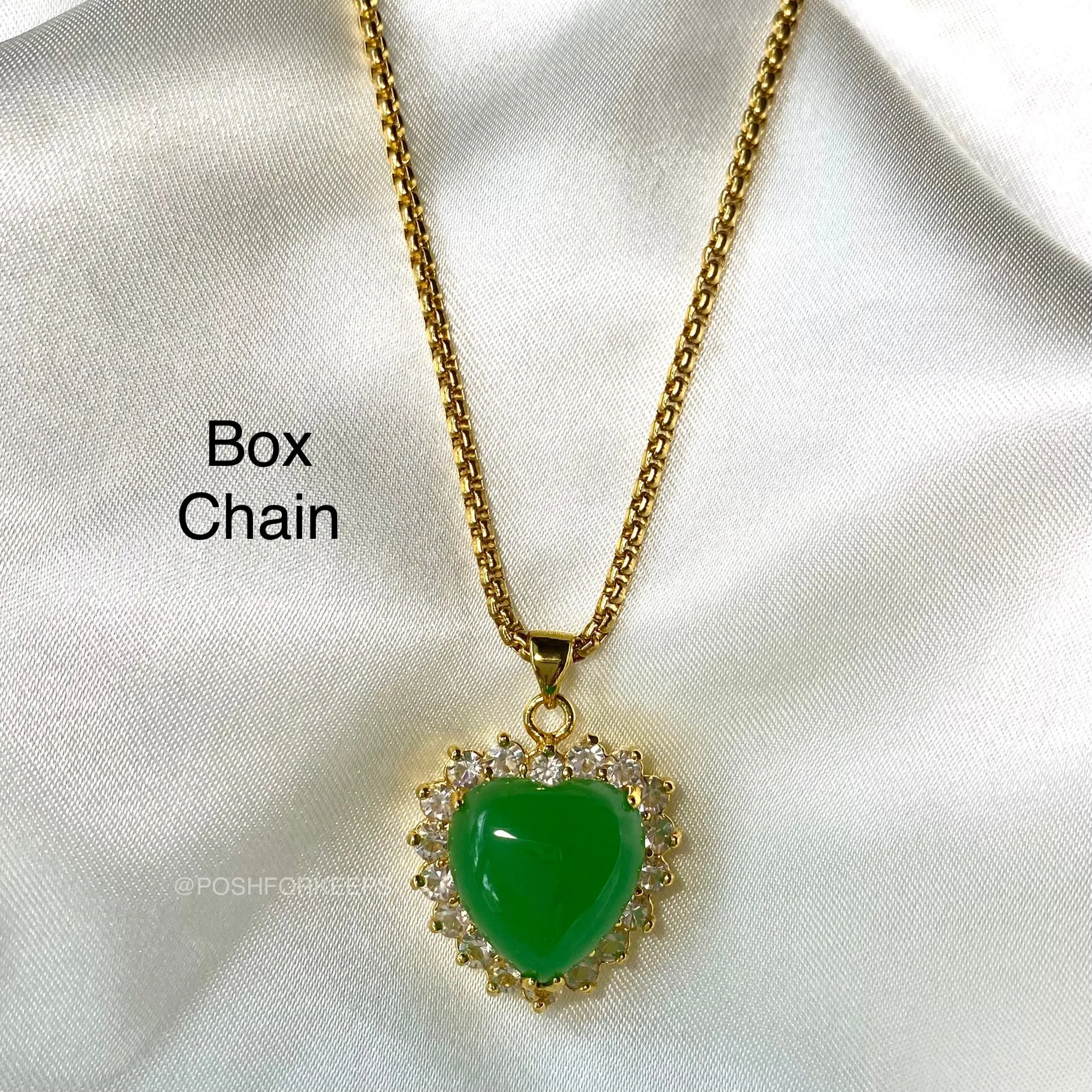 18K GOLD JADE HEART NECKLACE
