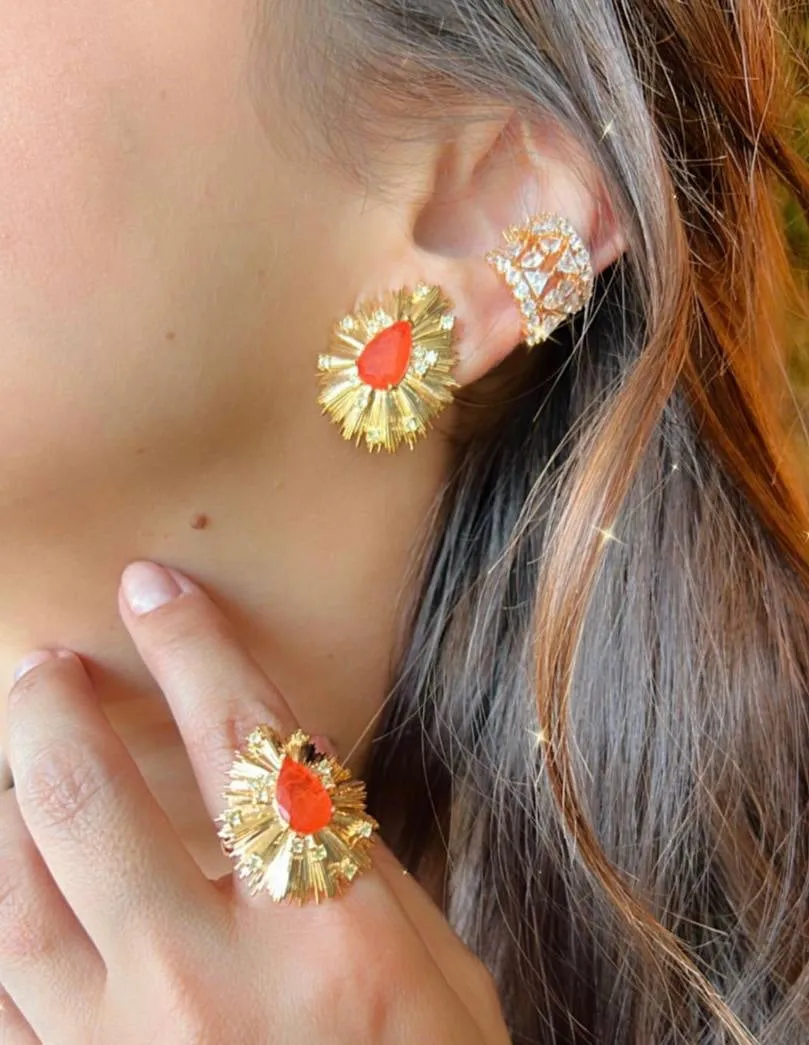 18K Gold Plated Cluster Ear Cuffs