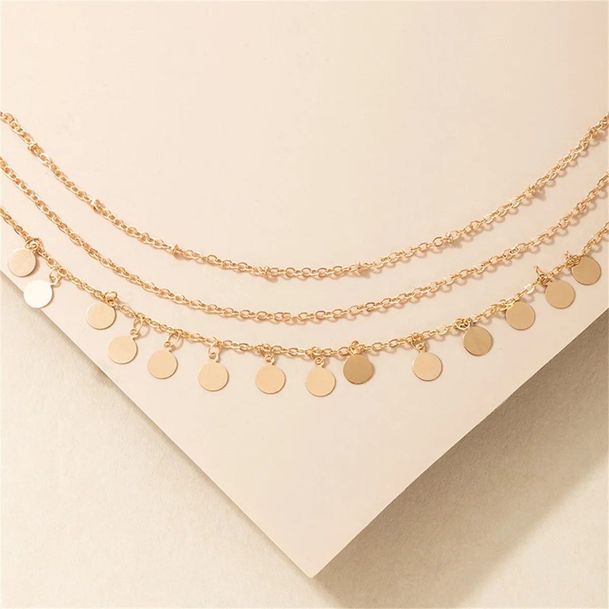 18K Gold-Plated Disc Charm Layered Anklet