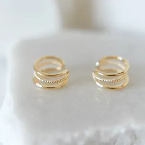 18k Gold Plated Hoops - Ear-Cuff-Huggies- Hypoallergenic