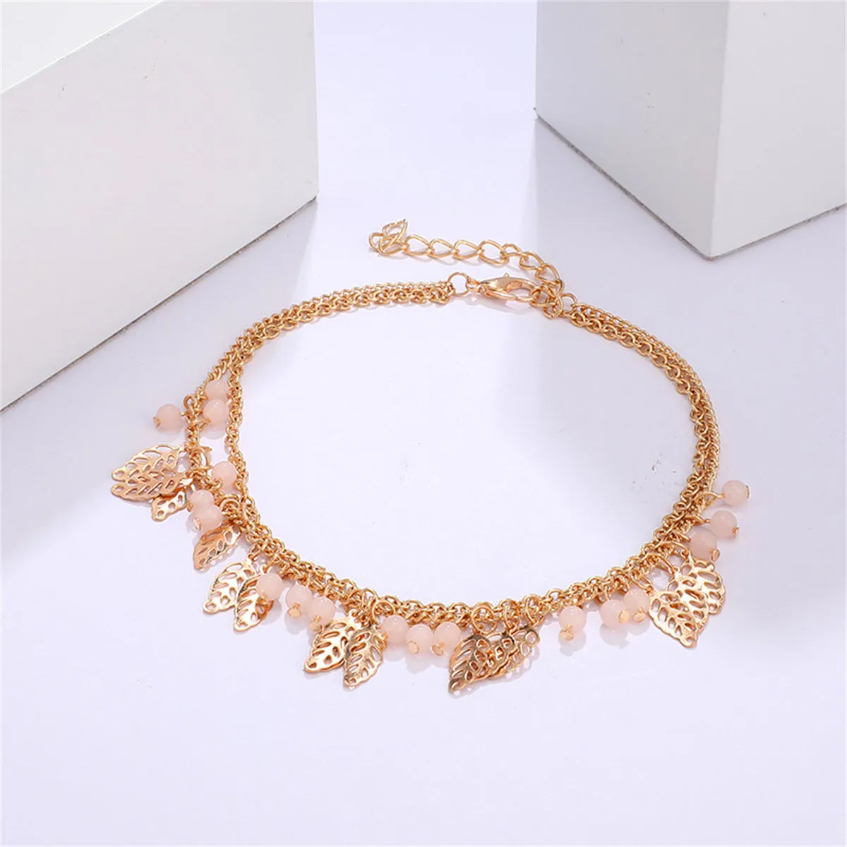 18K Gold-Plated Leaves Layered Anklet