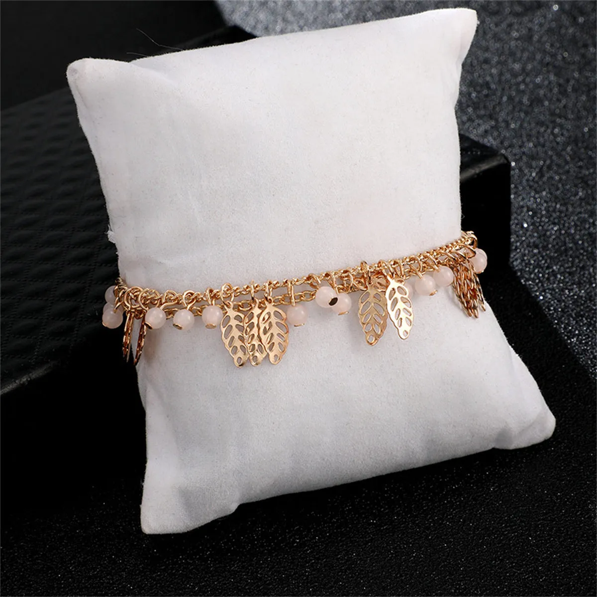18K Gold-Plated Leaves Layered Anklet