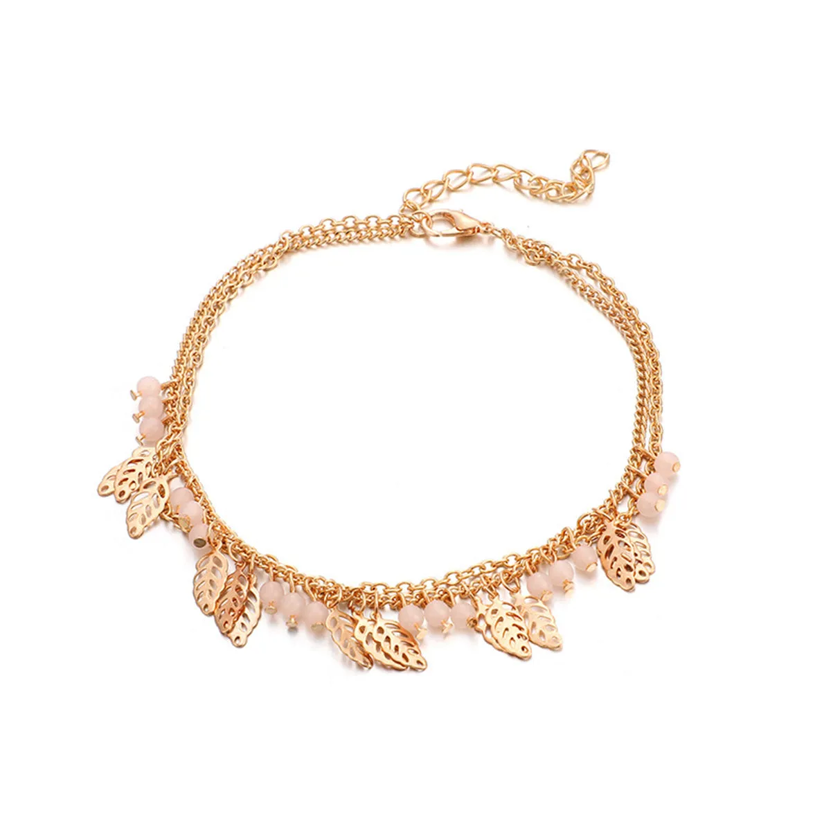 18K Gold-Plated Leaves Layered Anklet
