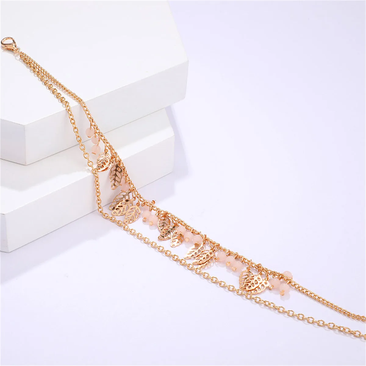 18K Gold-Plated Leaves Layered Anklet