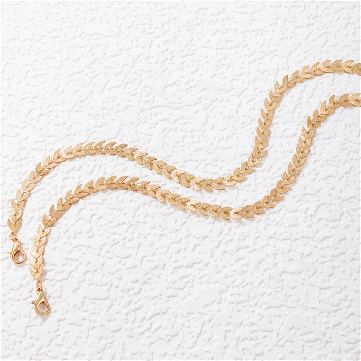 18K Gold-Plated Wheat Chain Anklet Set