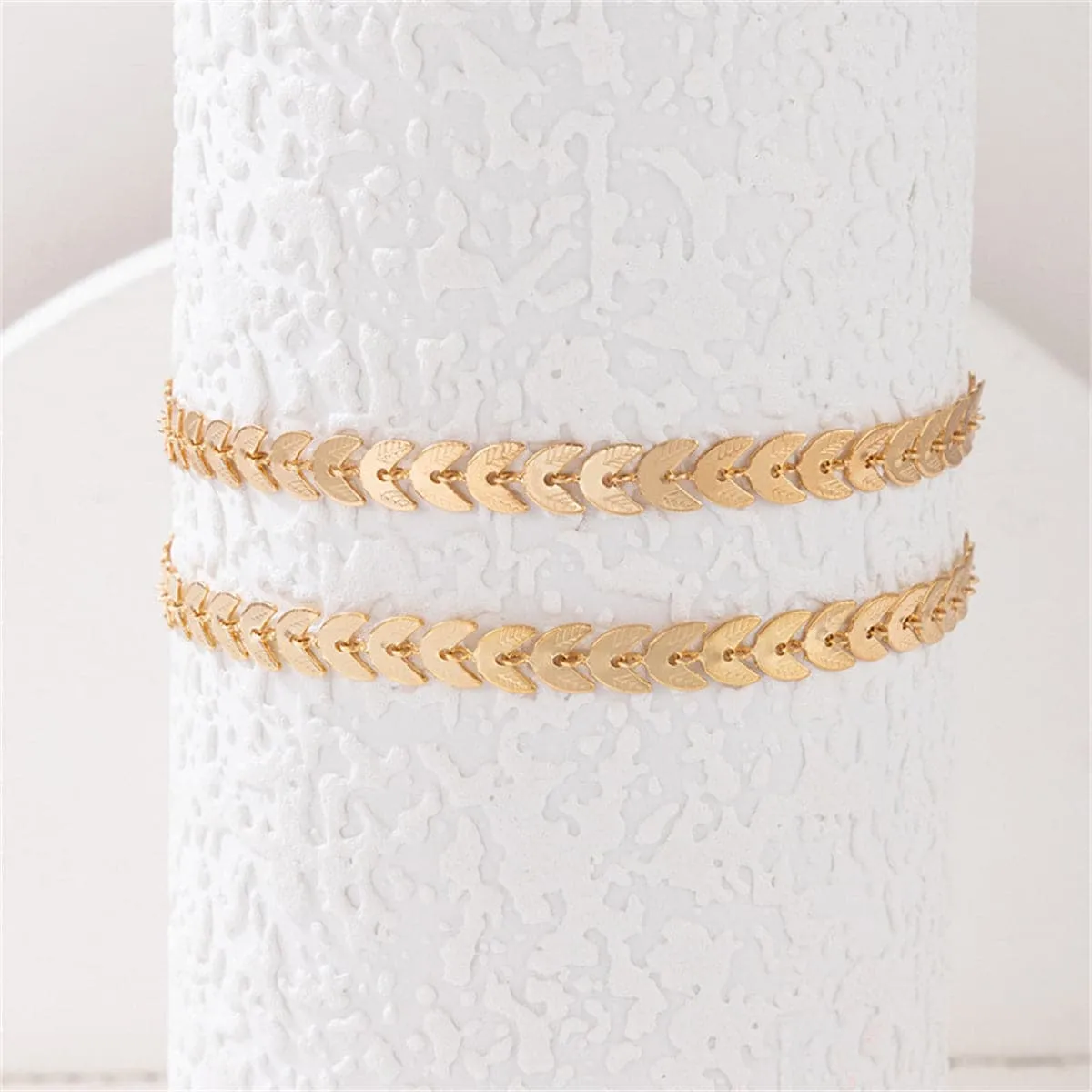 18K Gold-Plated Wheat Chain Anklet Set