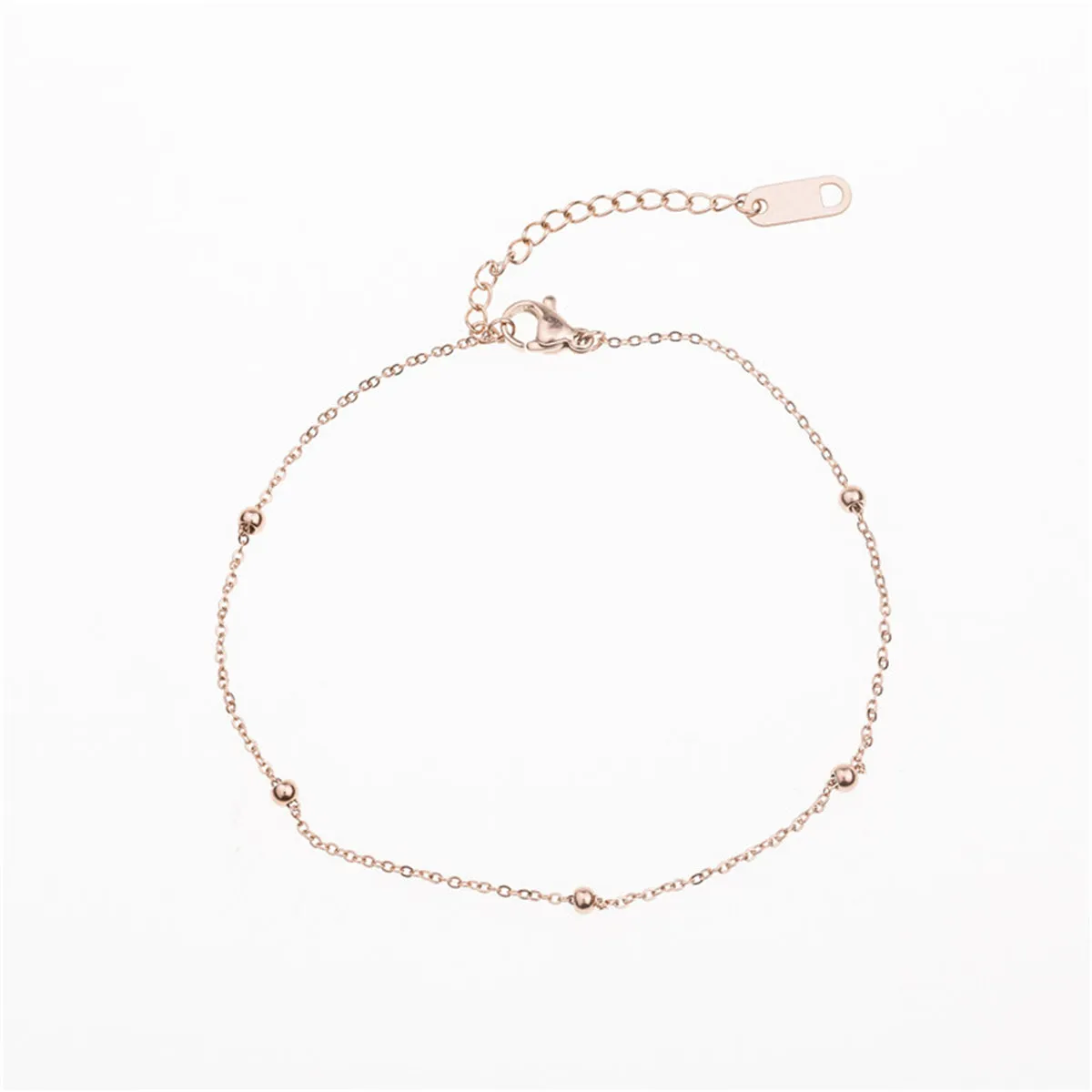 18K Rose Gold-Plated Beaded Station Anklet