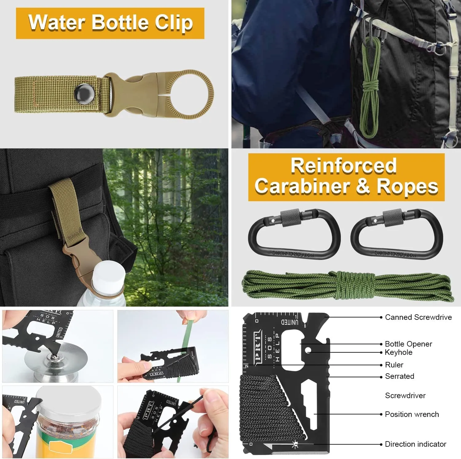 19 in 1 Survival Emergency Go Bag Set, Camping Gear Essentials