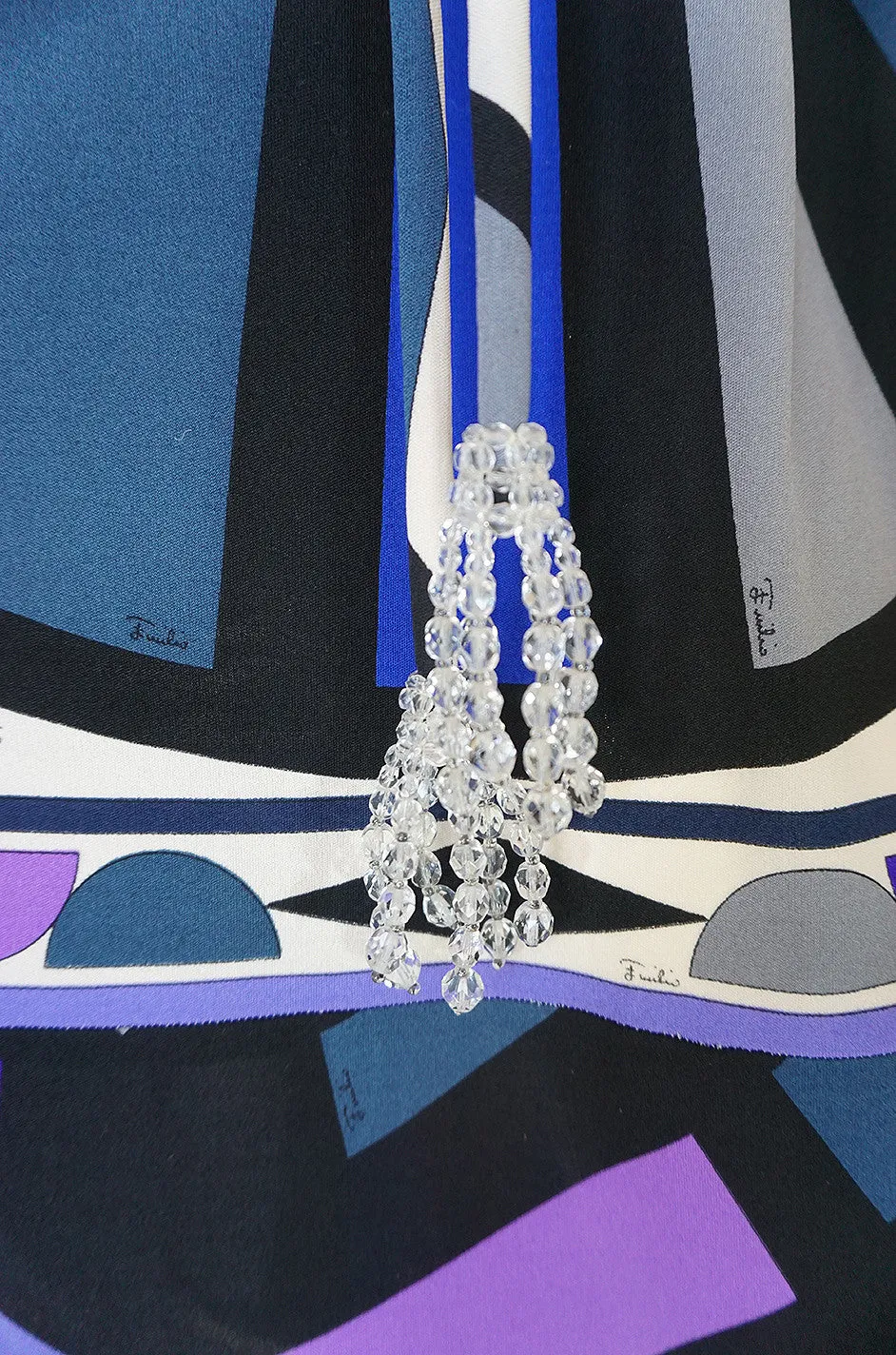 1960s Purple Print Pucci Silk Jersey Dress w Crystal Belt