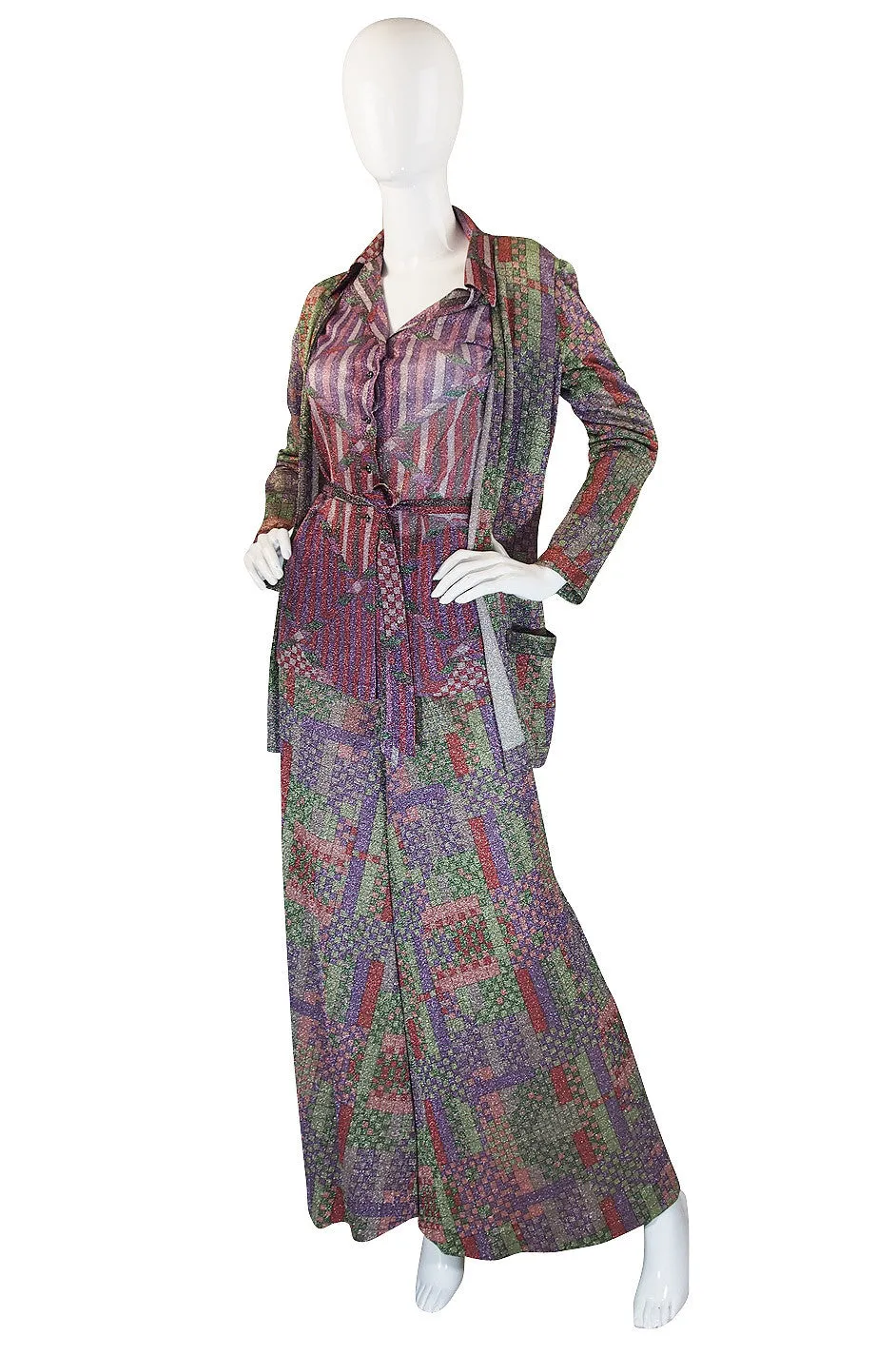 1972 Missoni Metallic Three Pieces Pantsuit Set