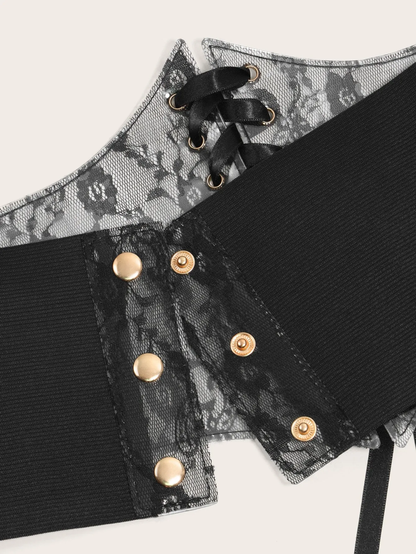 1pc Grommet Lace Up Front Corset Belt - Black