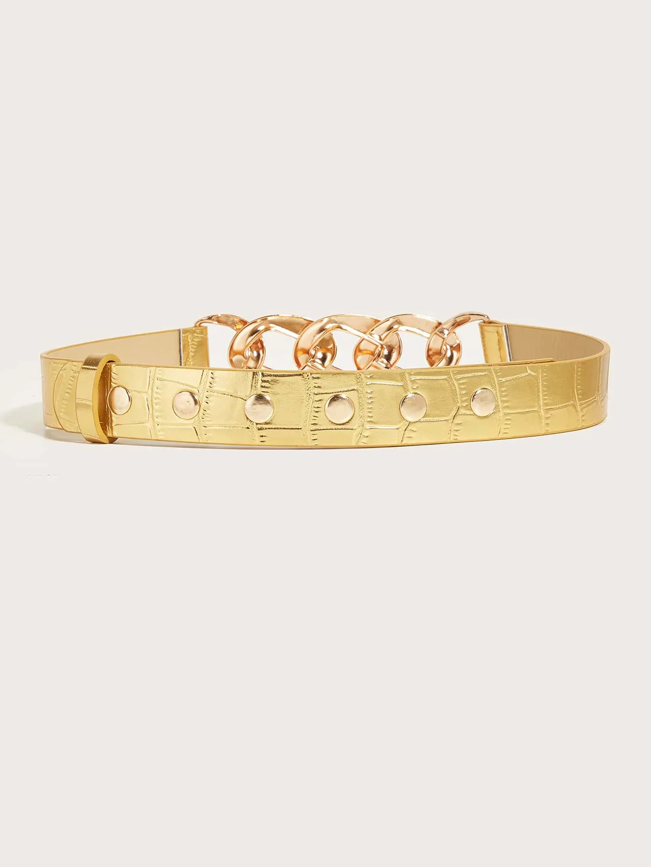 1pc Metal Buckle Metallic Chain Decor Belt