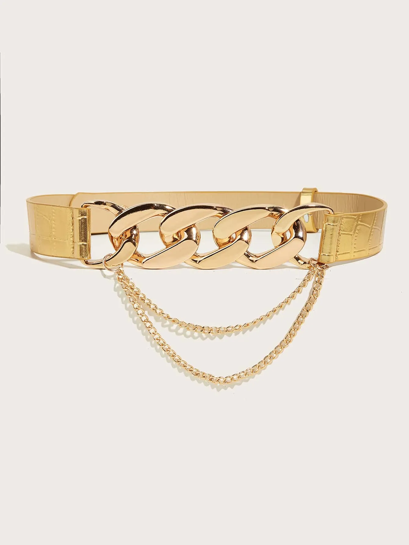 1pc Metal Buckle Metallic Chain Decor Belt