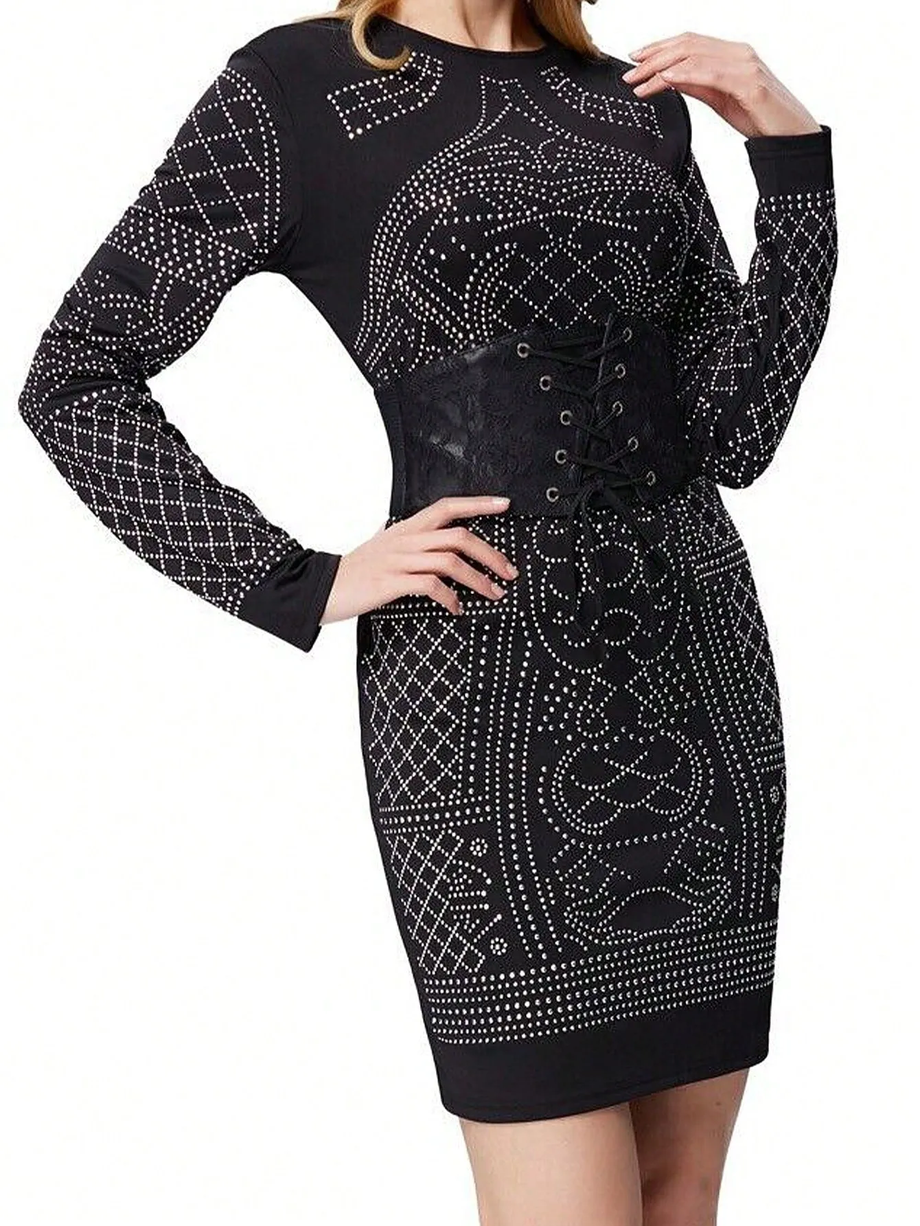 1pc Wide Lace Black Belt - Black