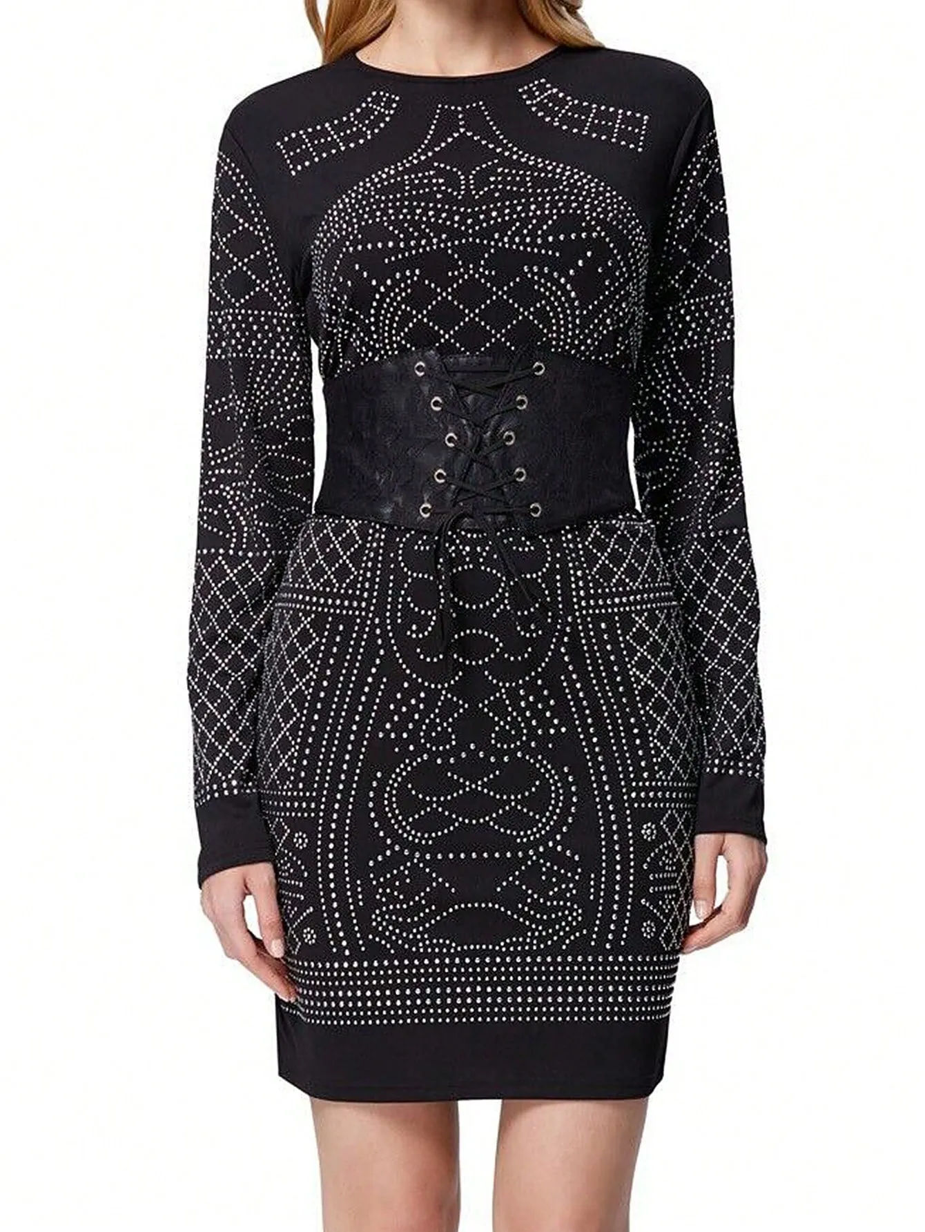 1pc Wide Lace Black Belt - Black