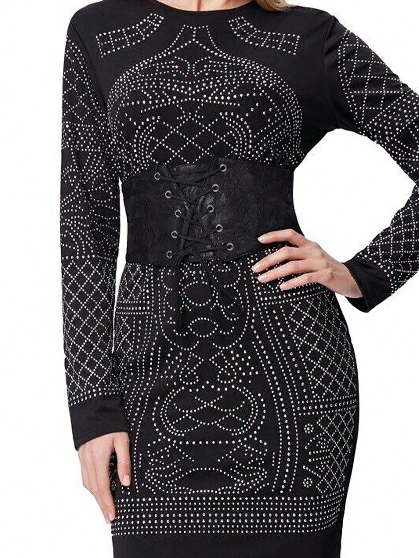 1pc Wide Lace Black Belt - Black