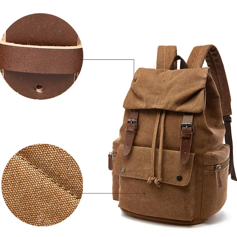 21Inch Canvas Backpacks Leisure Student Drawstring Bag