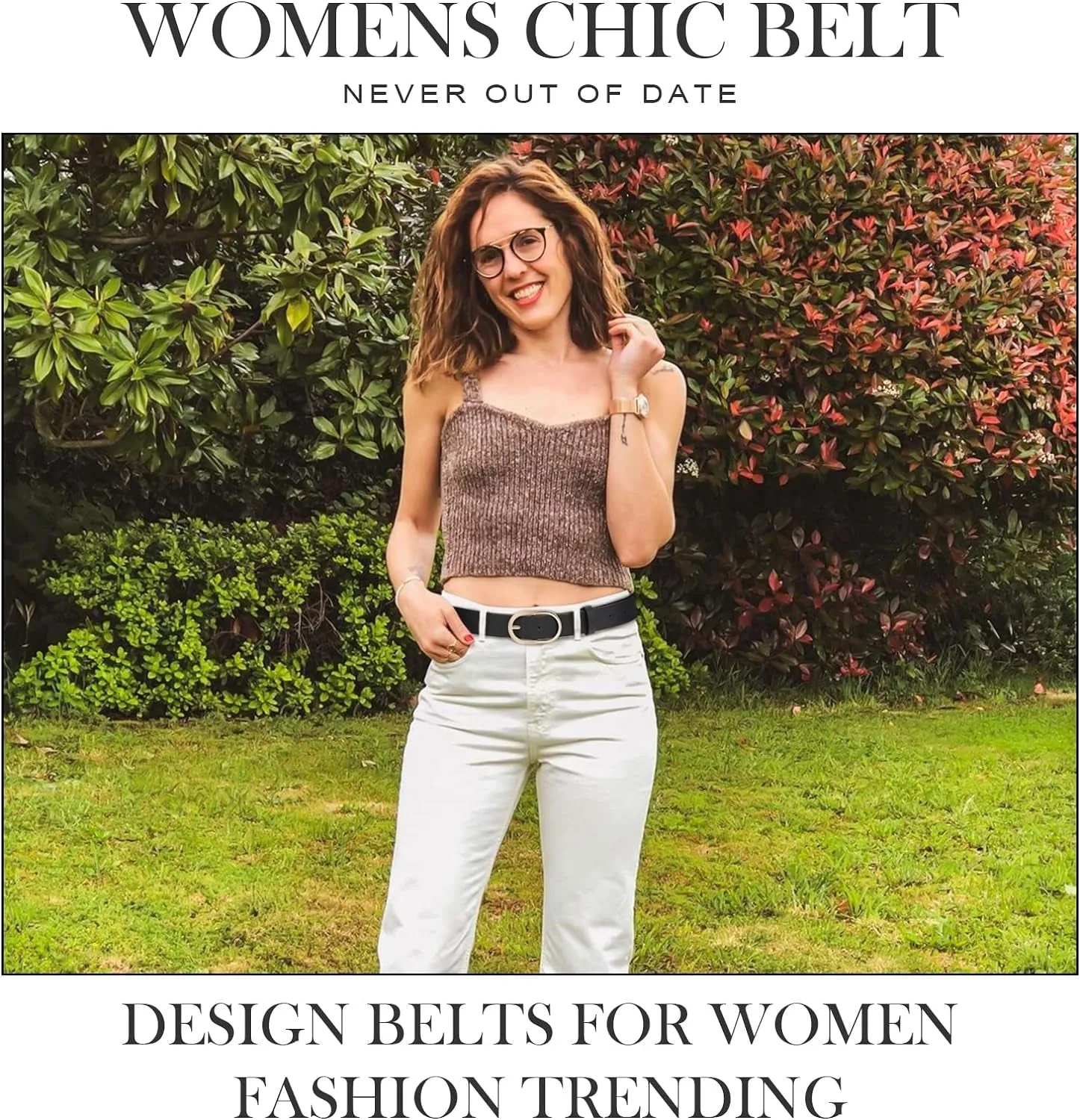 3 Pack Women's Belts for Jeans and Dress With Gold Buckle