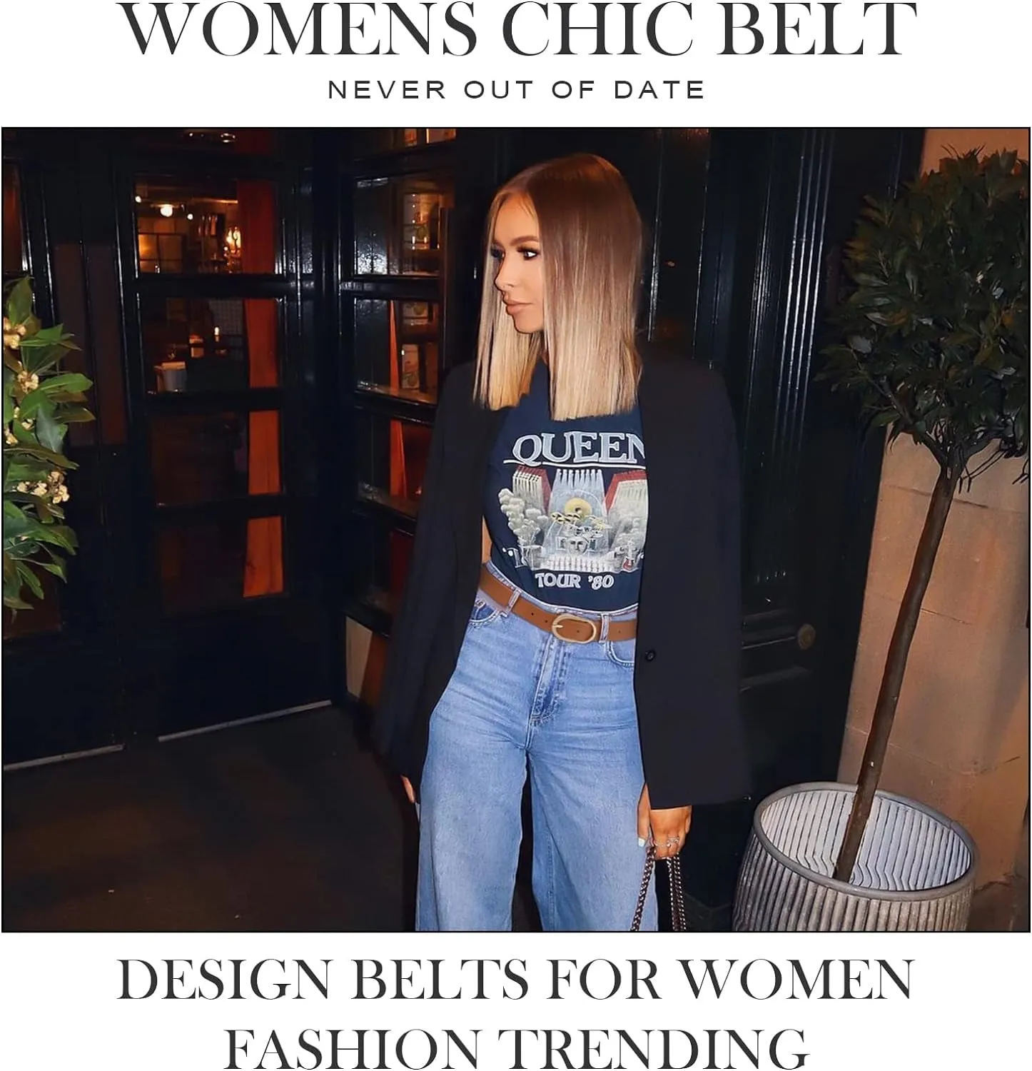 3 Pack Women's Belts for Jeans and Dress With Gold Buckle