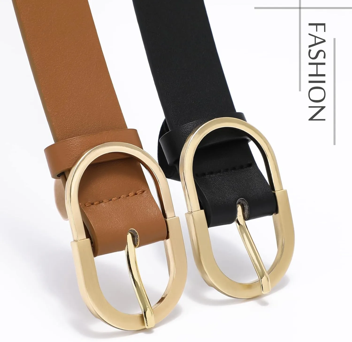3 Pack Women's Belts for Jeans and Dress With Gold Buckle