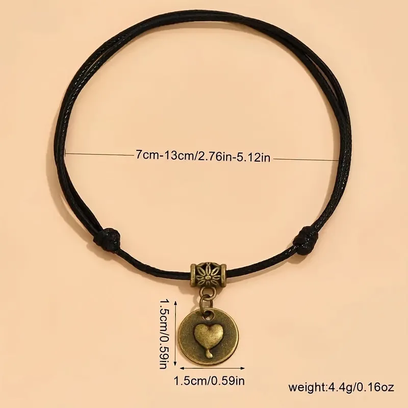 3-Piece Boho Woven Ankle Bracelet Set – Dragonfly, Butterfly & Love Pendants
