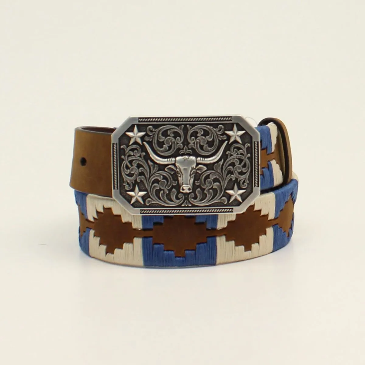 3D Belt Company Toddler Boys' 3D Belt 1 1/4" Southwest Lacing Longhorn Buckle - Brown