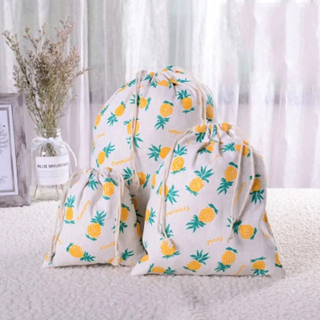 3pc Casual Women Cotton Drawstring Shopping Underwear Pouch Bag