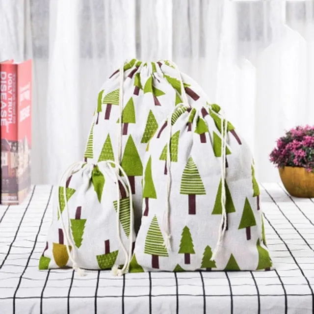 3pc Casual Women Cotton Drawstring Shopping Underwear Pouch Bag