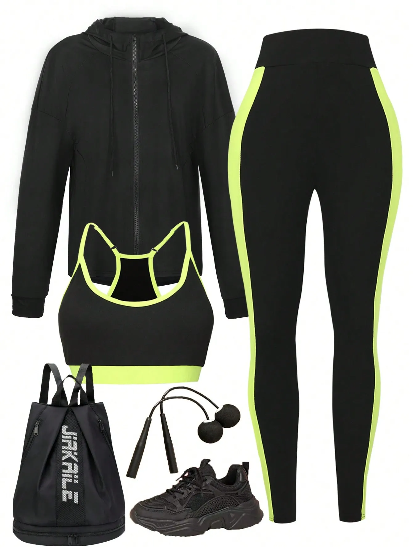 3pcs Contrast Binding Sports Set