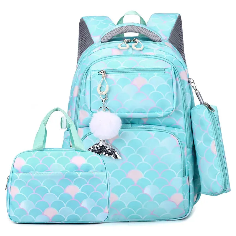 3pcs/Set Fish Scale Print Kid Backpack