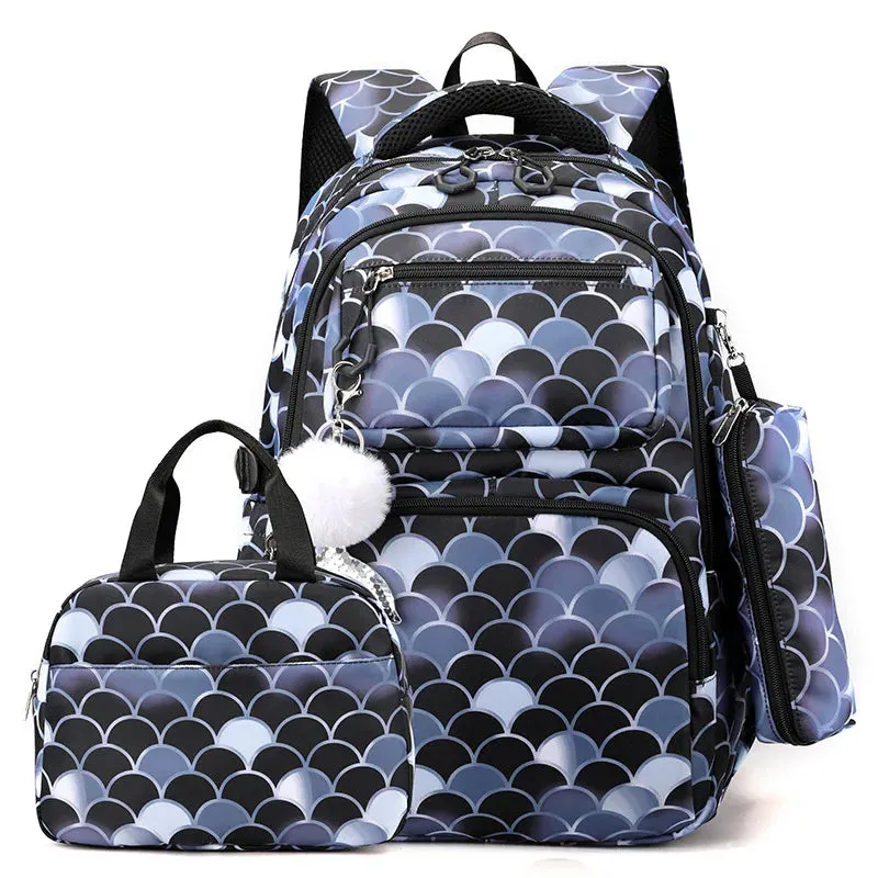 3pcs/Set Fish Scale Print Kid Backpack