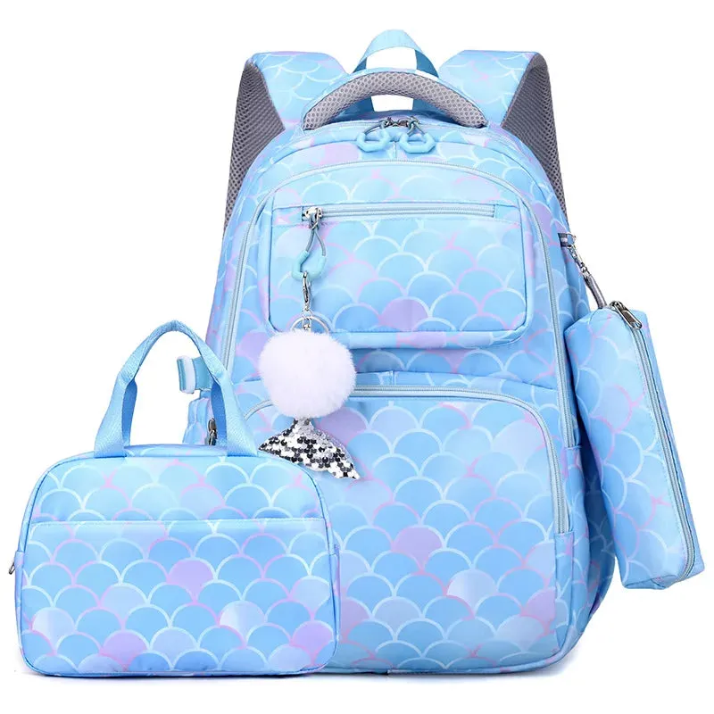 3pcs/Set Fish Scale Print Kid Backpack