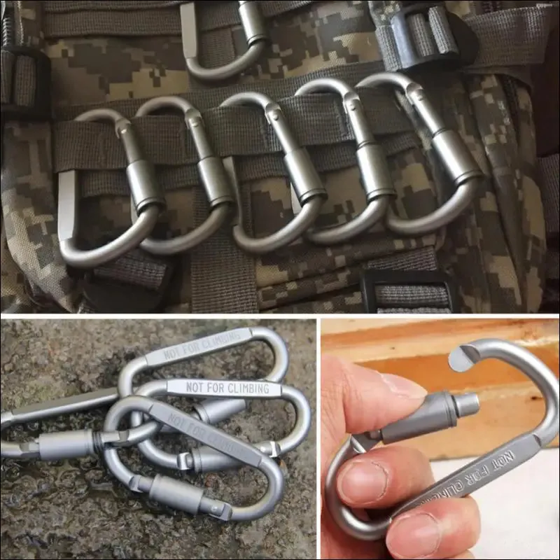6pcs/lot carabiner travel kit camping equipment alloy aluminum survival gear camp mountaineering