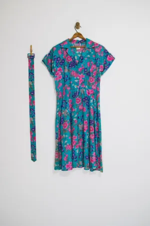 80’s FLORAL SHIRT DRESS / LARGE