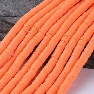8mm Light Coral Heishi Bead Strands, Flat Round Polymer Clay Beads, Disc Heishi Beads, LIght Weight, Hawiian Earring Beads, Bracelets