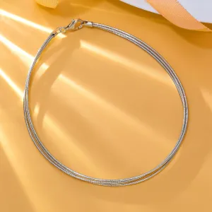 925 Sterling Classic Silver Triple Layer Chain Anklet