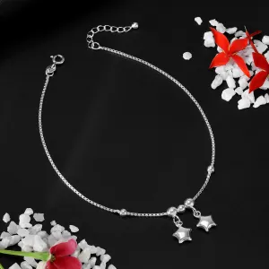 925 Sterling Silver Couple Pole Star anklets