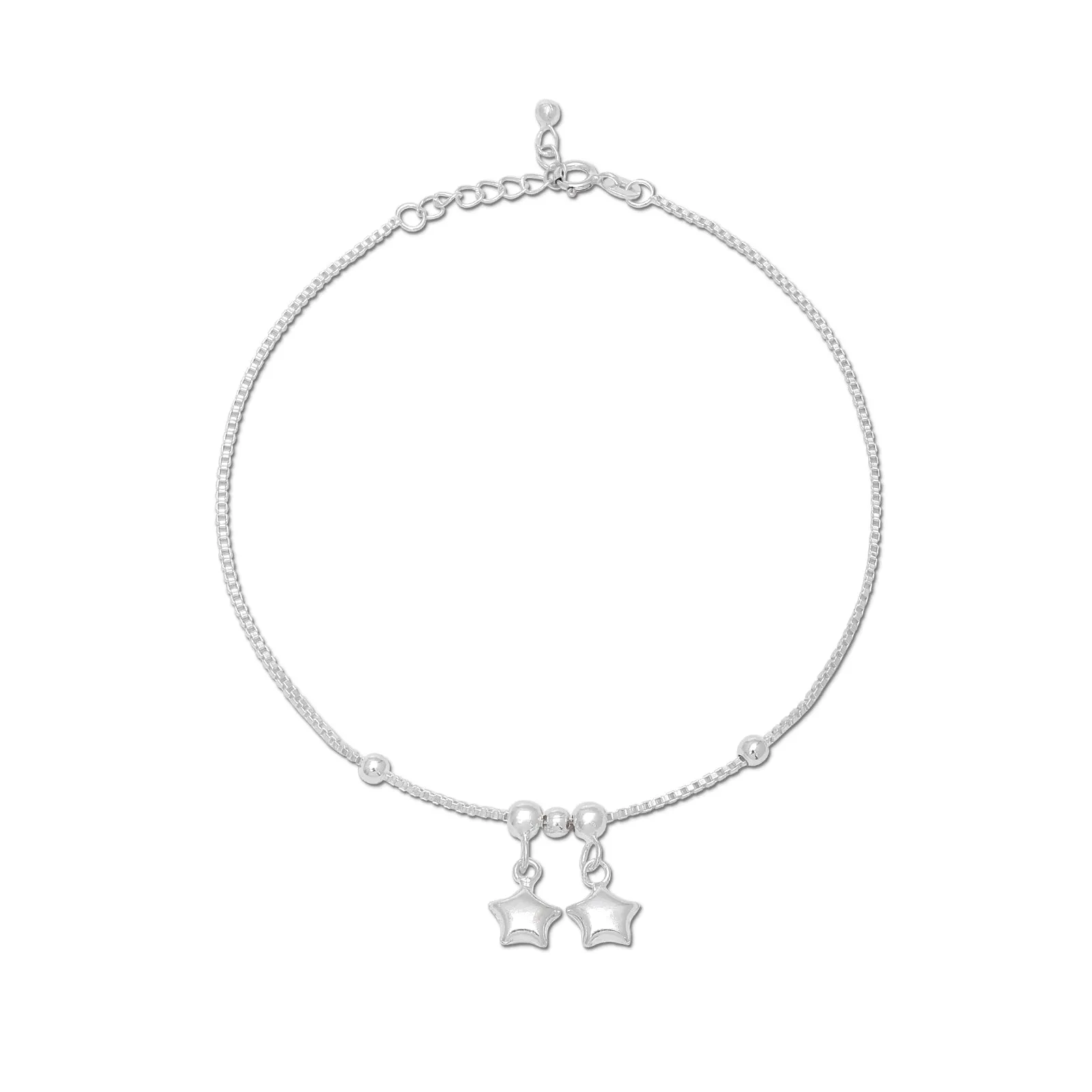 925 Sterling Silver Couple Pole Star anklets