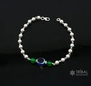 925 sterling silver handmade silver beaded evil eye bracelet, amazing stylish unisex cultural trendy bracelet all sizes jewelry sbr468