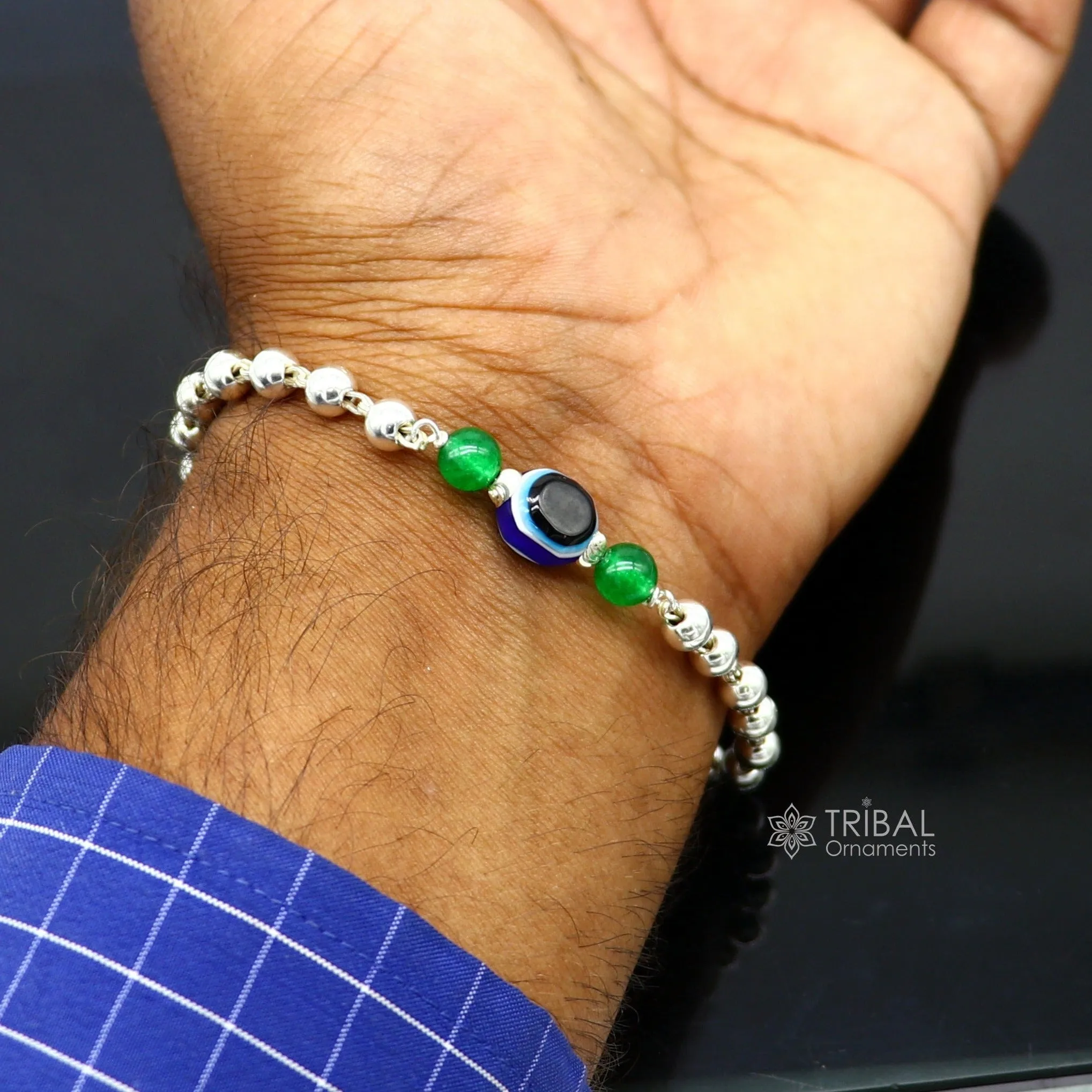 925 sterling silver handmade silver beaded evil eye bracelet, amazing stylish unisex cultural trendy bracelet all sizes jewelry sbr468