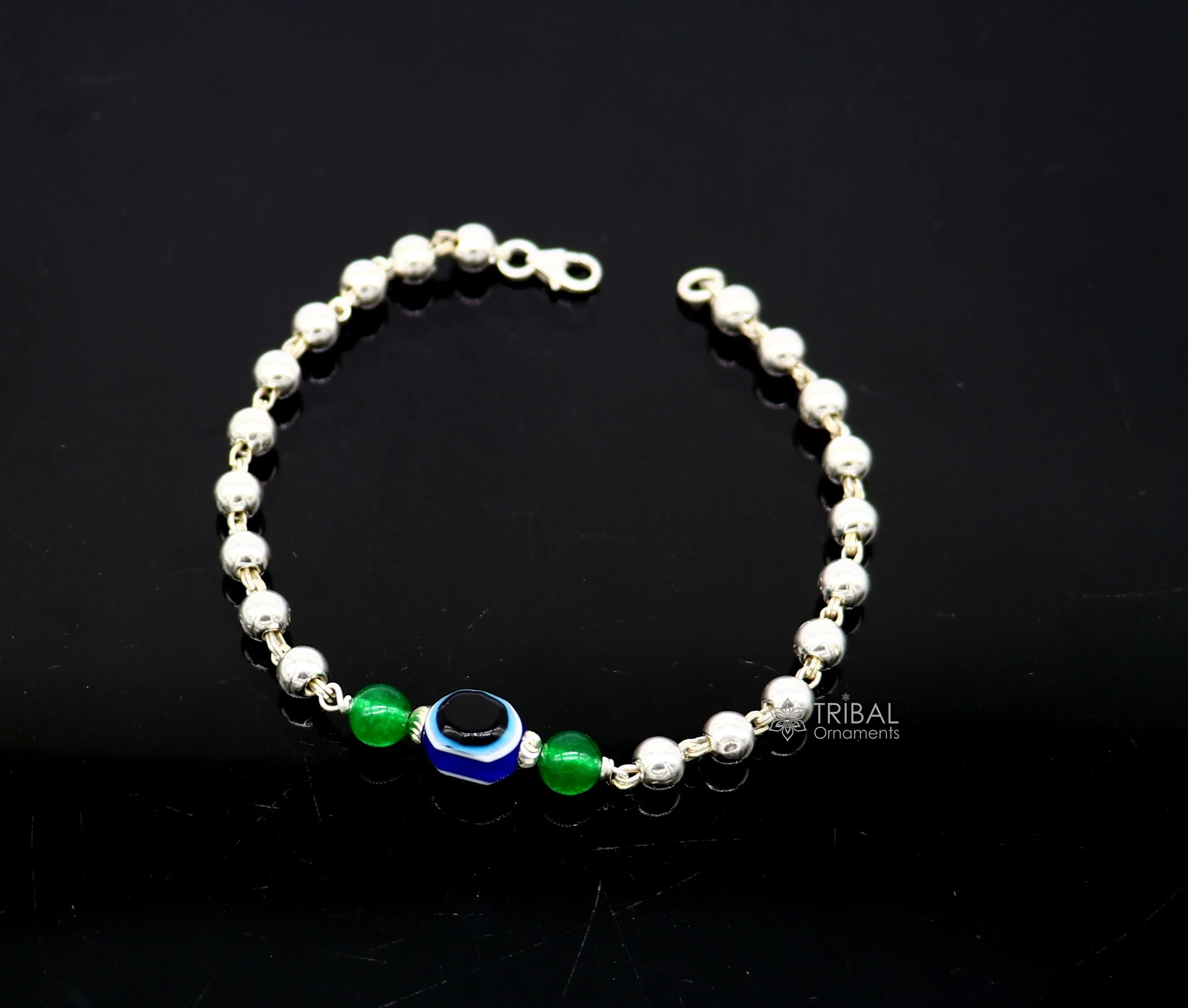 925 sterling silver handmade silver beaded evil eye bracelet, amazing stylish unisex cultural trendy bracelet all sizes jewelry sbr468