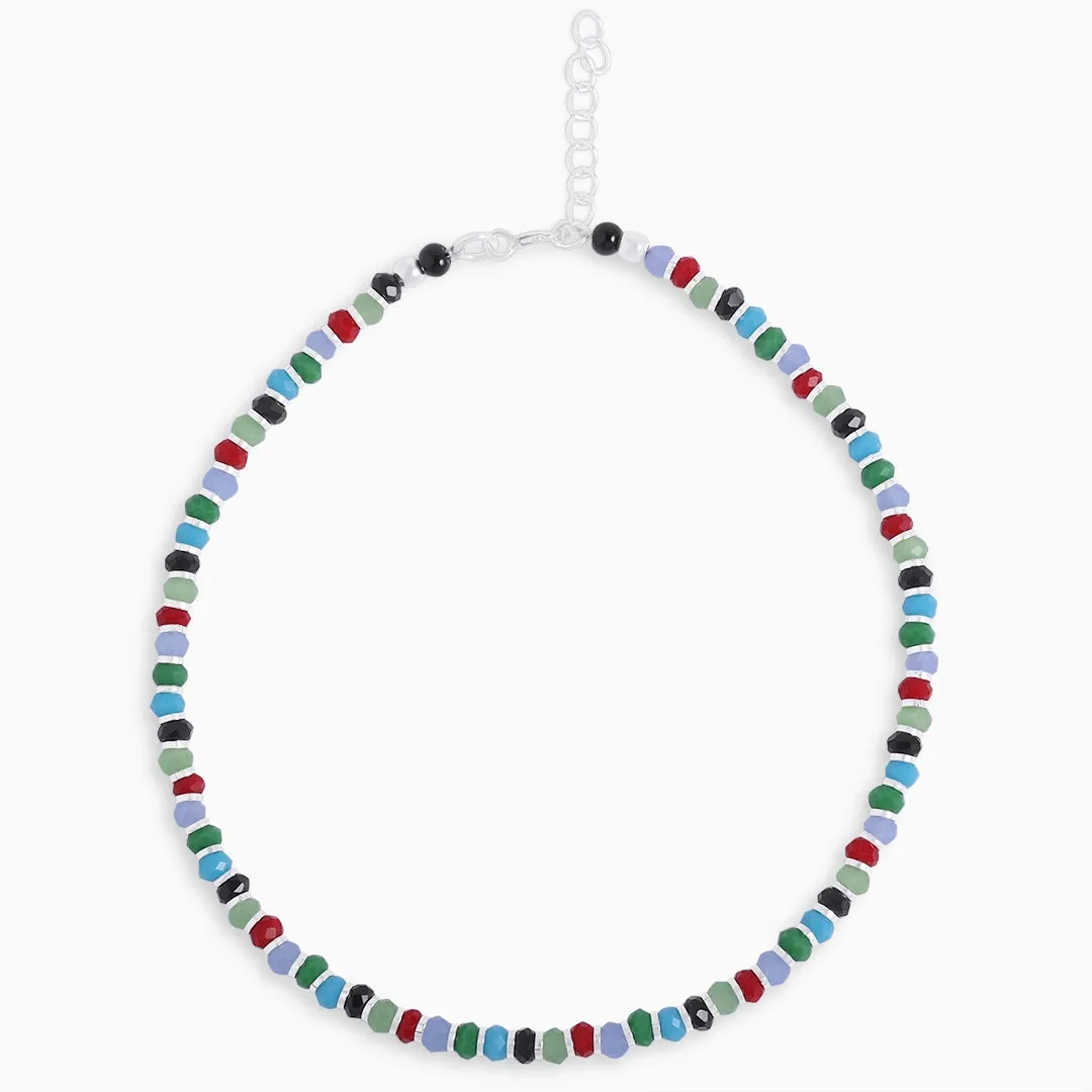 925 Sterling Silver Multicolor Crystal Anklet