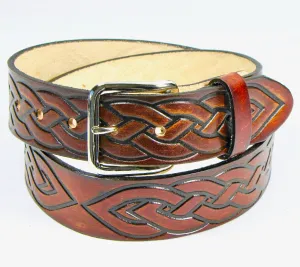 A02  1 1/2" Antique Finish Belt- Celtic Braid