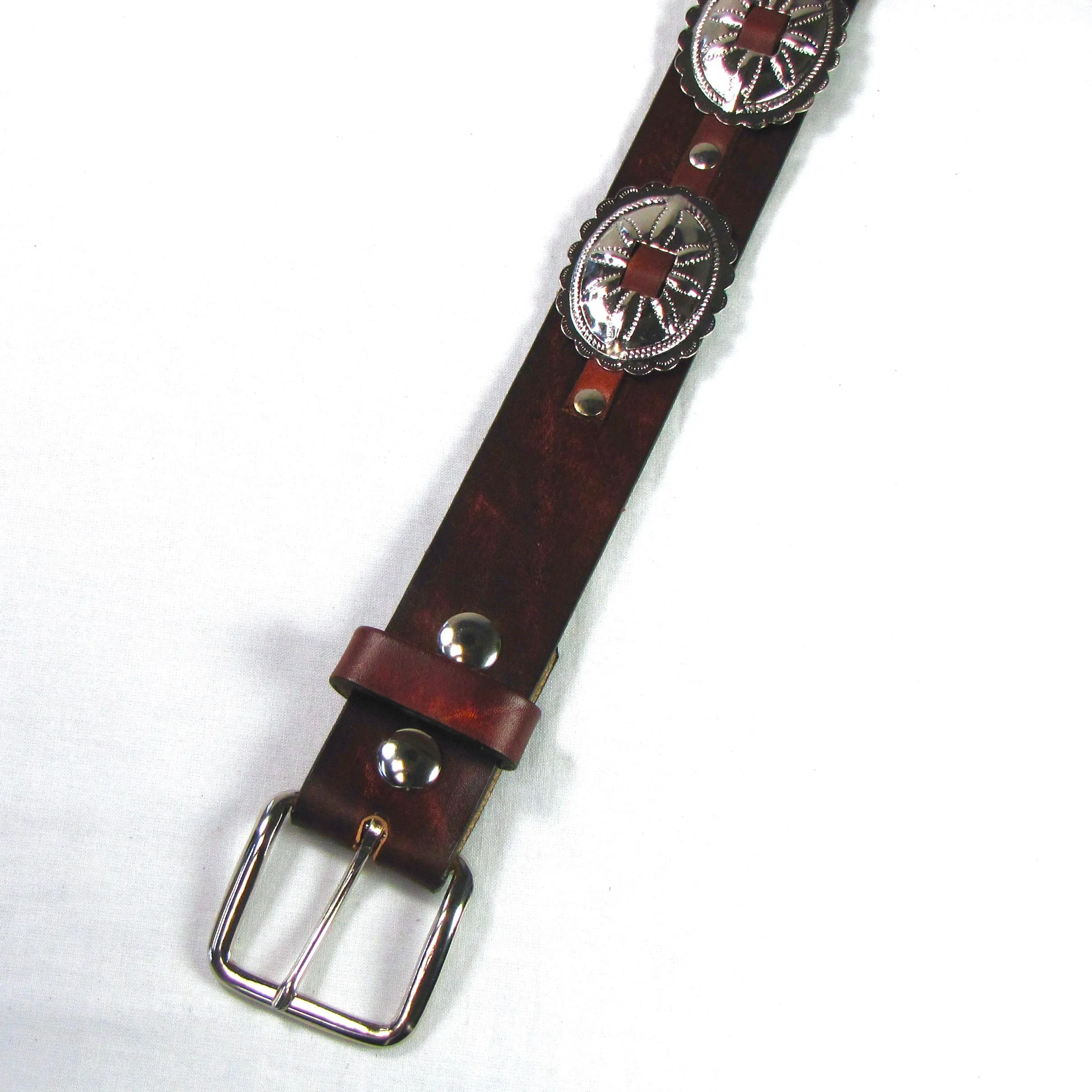ACB-4  1 1/2" Antique Finish Belt w/ Oval Conchos