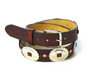 ACB-4  1 1/2" Antique Finish Belt w/ Oval Conchos