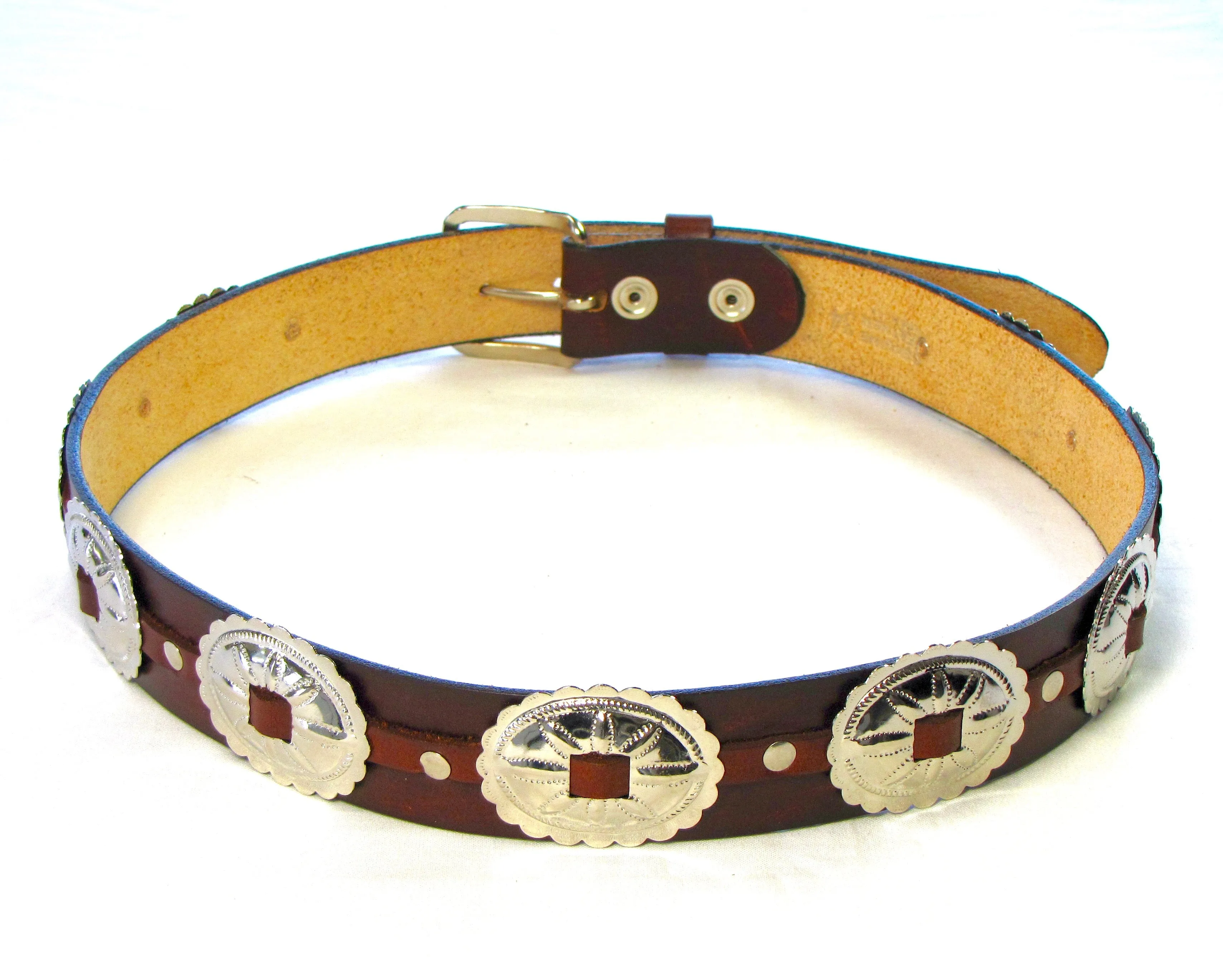 ACB-4  1 1/2" Antique Finish Belt w/ Oval Conchos