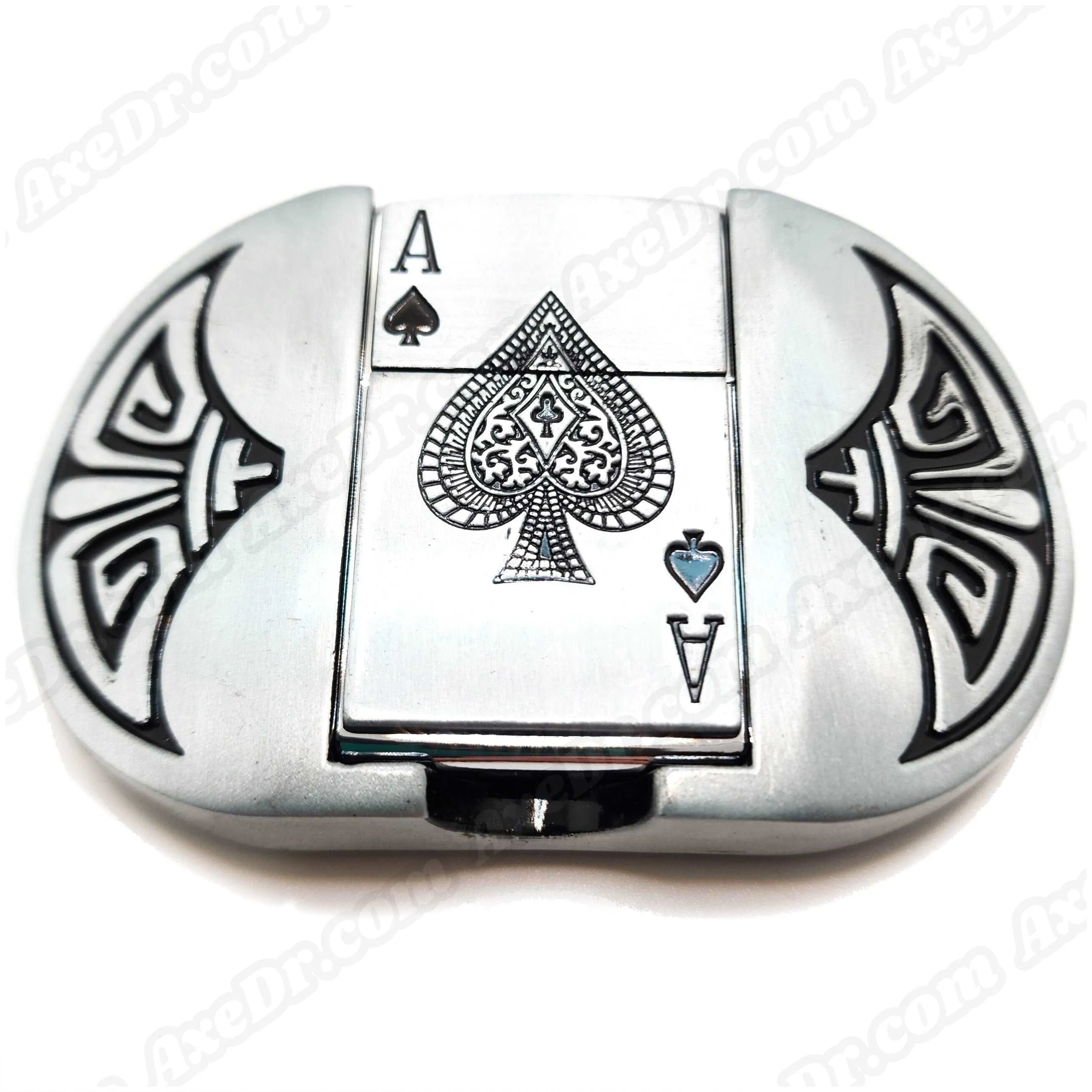 Ace of Spades Lighter Belt Buckle with 100% Vegan Leather Belt