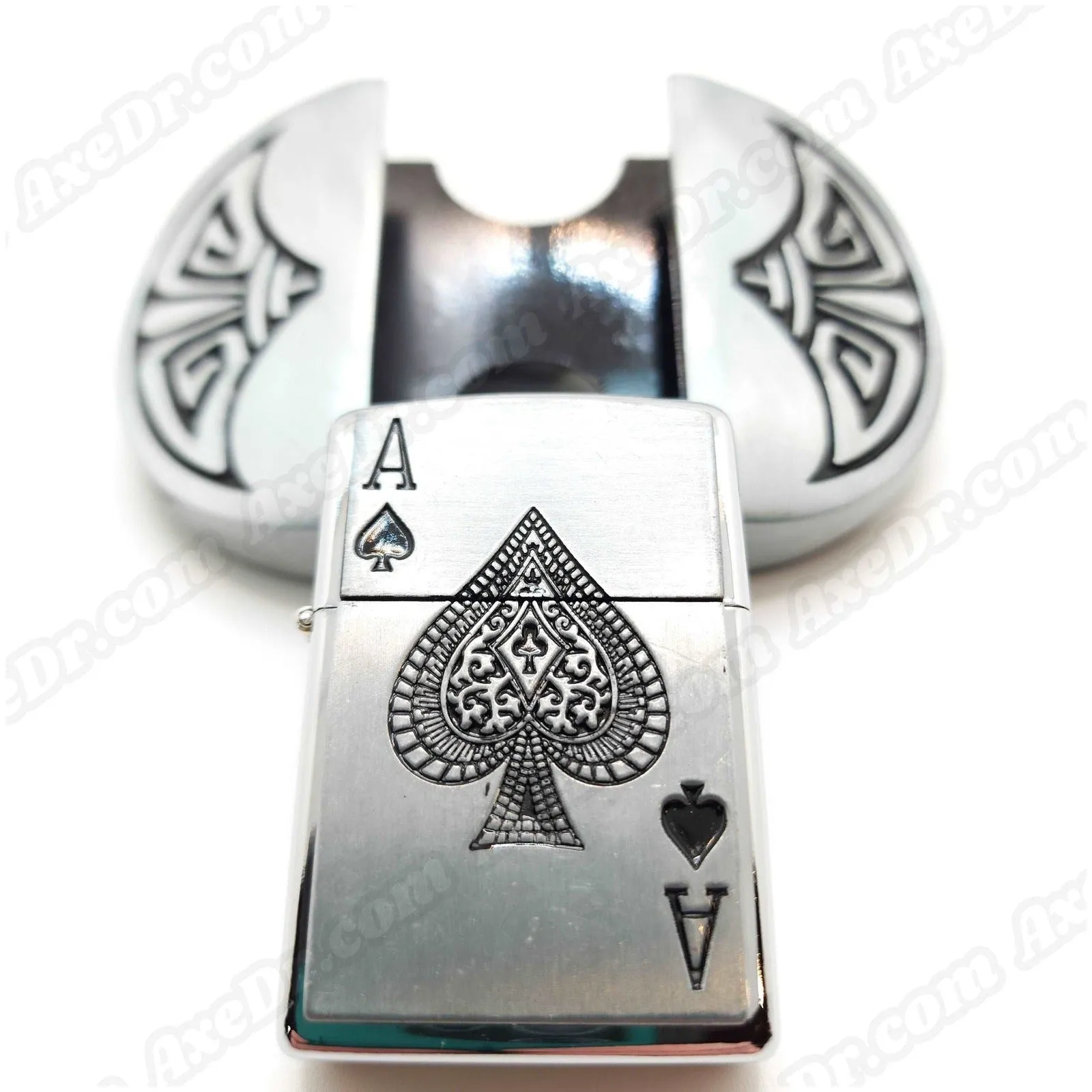 Ace of Spades Lighter Belt Buckle with 100% Vegan Leather Belt