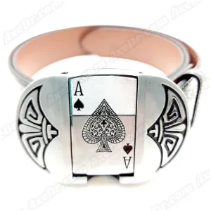 Ace of Spades Lighter Belt Buckle with 100% Vegan Leather Belt